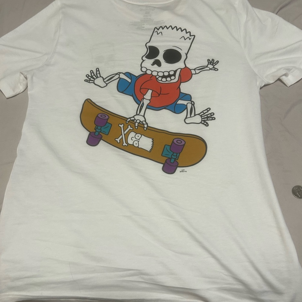 Bart Simpson Skeleton Skateboarding Graphic Tee